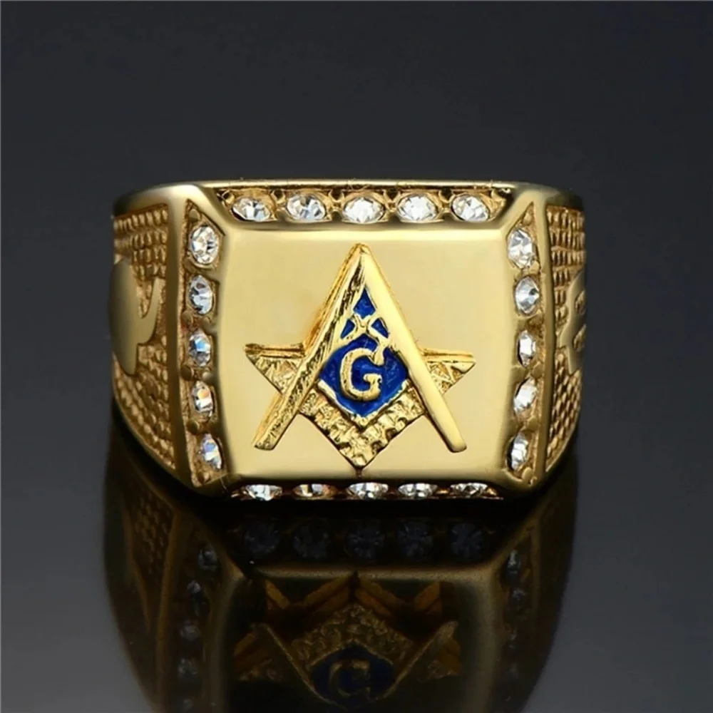 Mason Ring Masonic 10k‎ GP CZ Ring sz 8-12
